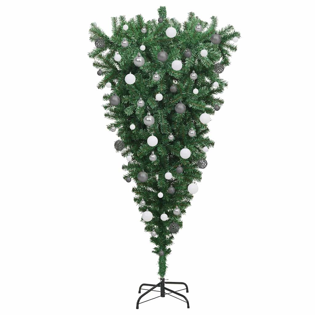 vidaXL Umgekehrter künstlicher bereits beleuchteter Weihnachtsbaum mit Kugel-Set