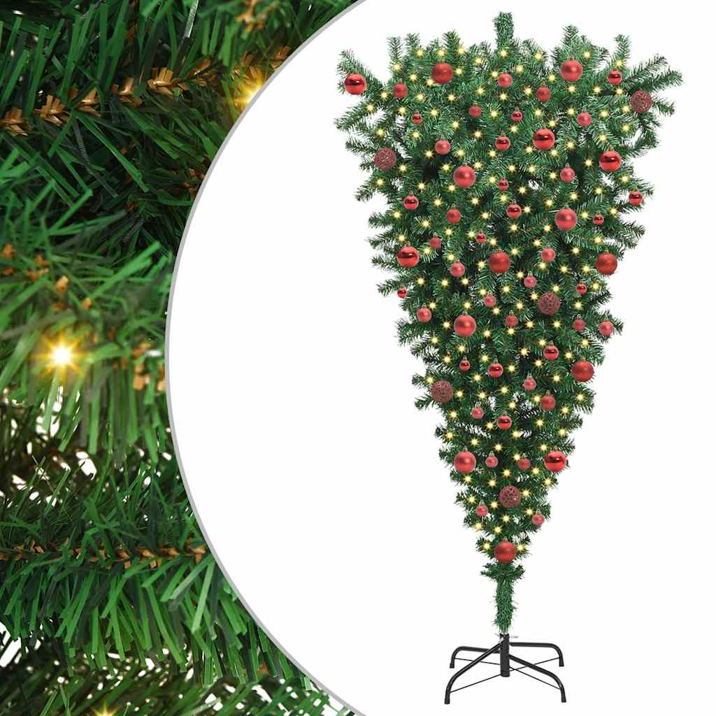 vidaXL Umgedrehter Kunst Weihnachtsbaum mit Kugelset Grün 180 cm PVC