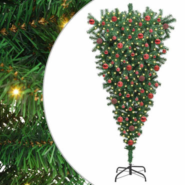 vidaXL Umgedrehter Kunst Weihnachtsbaum mit Kugelset Grün 180 cm PVC