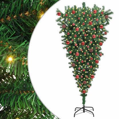 vidaXL Umgedrehter Kunst Weihnachtsbaum mit Kugelset Grün 180 cm PVC