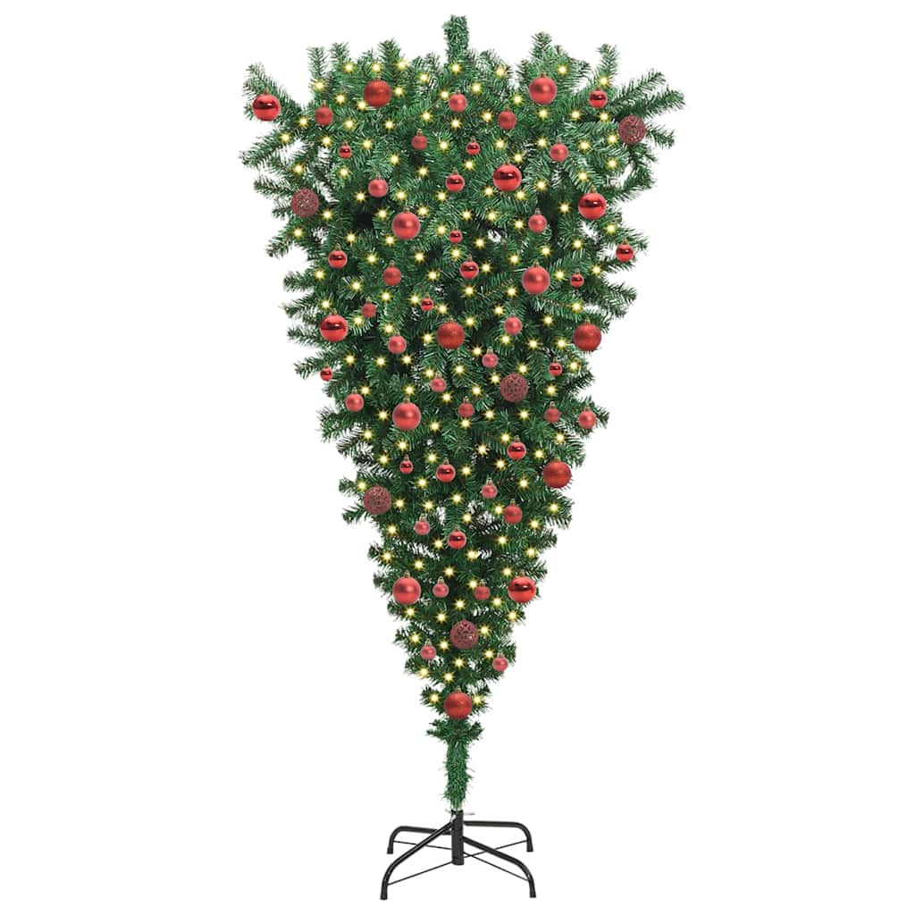 vidaXL Umgedrehter Kunst Weihnachtsbaum mit Kugelset Grün 180 cm PVC