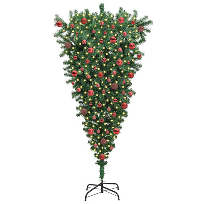 vidaXL Umgedrehter Kunst Weihnachtsbaum mit Kugelset Grün 180 cm PVC