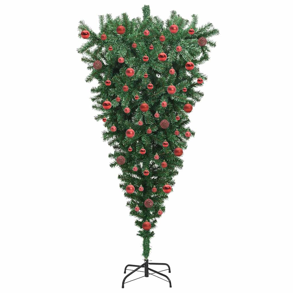vidaXL Umgedrehter Kunst Weihnachtsbaum mit Kugelset Grün 180 cm PVC