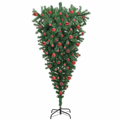 vidaXL Umgedrehter Kunst Weihnachtsbaum mit Kugelset Grün 180 cm PVC