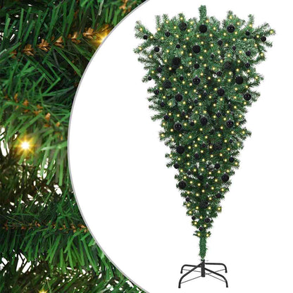 vidaXL Umgedrehter Kunst Weihnachtsbaum mit Kugelset Grün 180 cm PVC