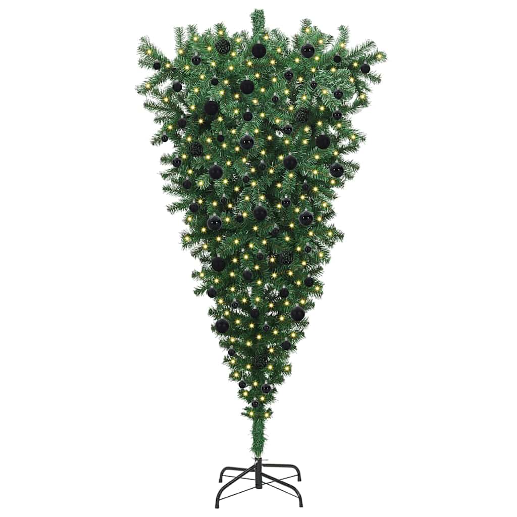 vidaXL Umgedrehter Kunst Weihnachtsbaum mit Kugelset Grün 180 cm PVC