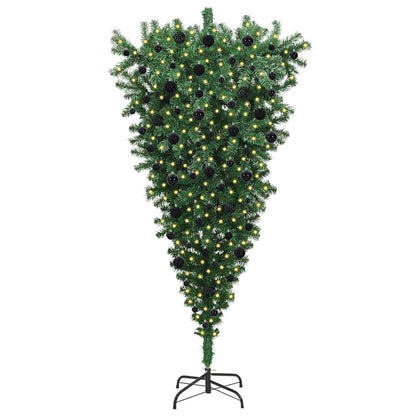 vidaXL Umgedrehter Kunst Weihnachtsbaum mit Kugelset Grün 180 cm PVC