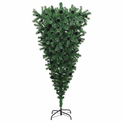 vidaXL Umgedrehter Kunst Weihnachtsbaum mit Kugelset Grün 180 cm PVC