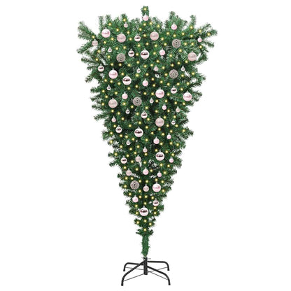 vidaXL Umgedrehter Kunst Weihnachtsbaum mit Kugelset Grün 180 cm PVC
