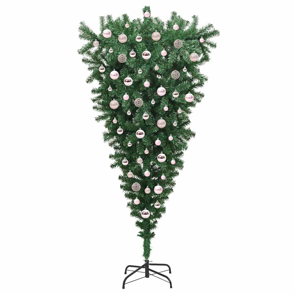 vidaXL Umgedrehter Kunst Weihnachtsbaum mit Kugelset Grün 180 cm PVC