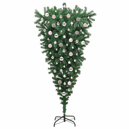 vidaXL Umgedrehter Kunst Weihnachtsbaum mit Kugelset Grün 180 cm PVC