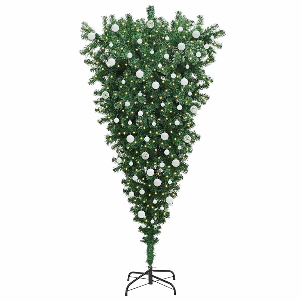 vidaXL Umgedrehter Kunst Weihnachtsbaum mit Kugelset Grün 180 cm PVC