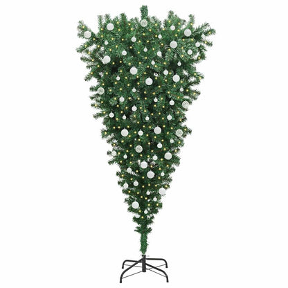 vidaXL Umgedrehter Kunst Weihnachtsbaum mit Kugelset Grün 180 cm PVC