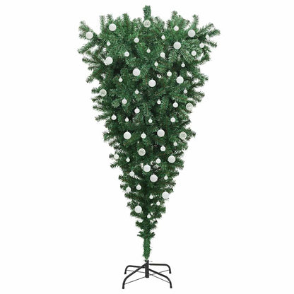 vidaXL Umgedrehter Kunst Weihnachtsbaum mit Kugelset Grün 180 cm PVC