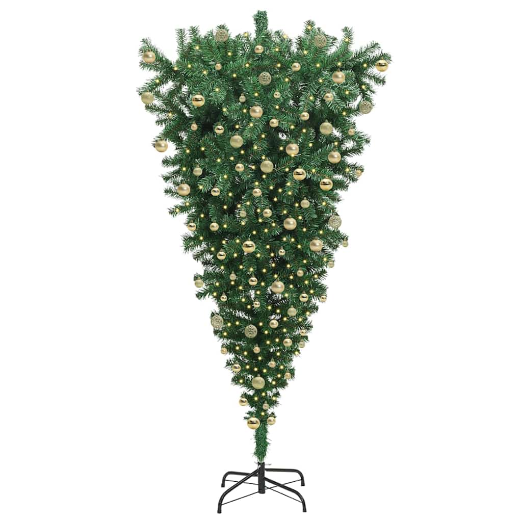 vidaXL Umgedrehter Kunst Weihnachtsbaum mit Kugelset Grün 180 cm PVC