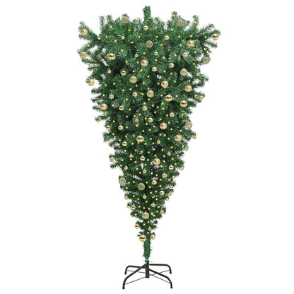 vidaXL Umgedrehter Kunst Weihnachtsbaum mit Kugelset Grün 180 cm PVC