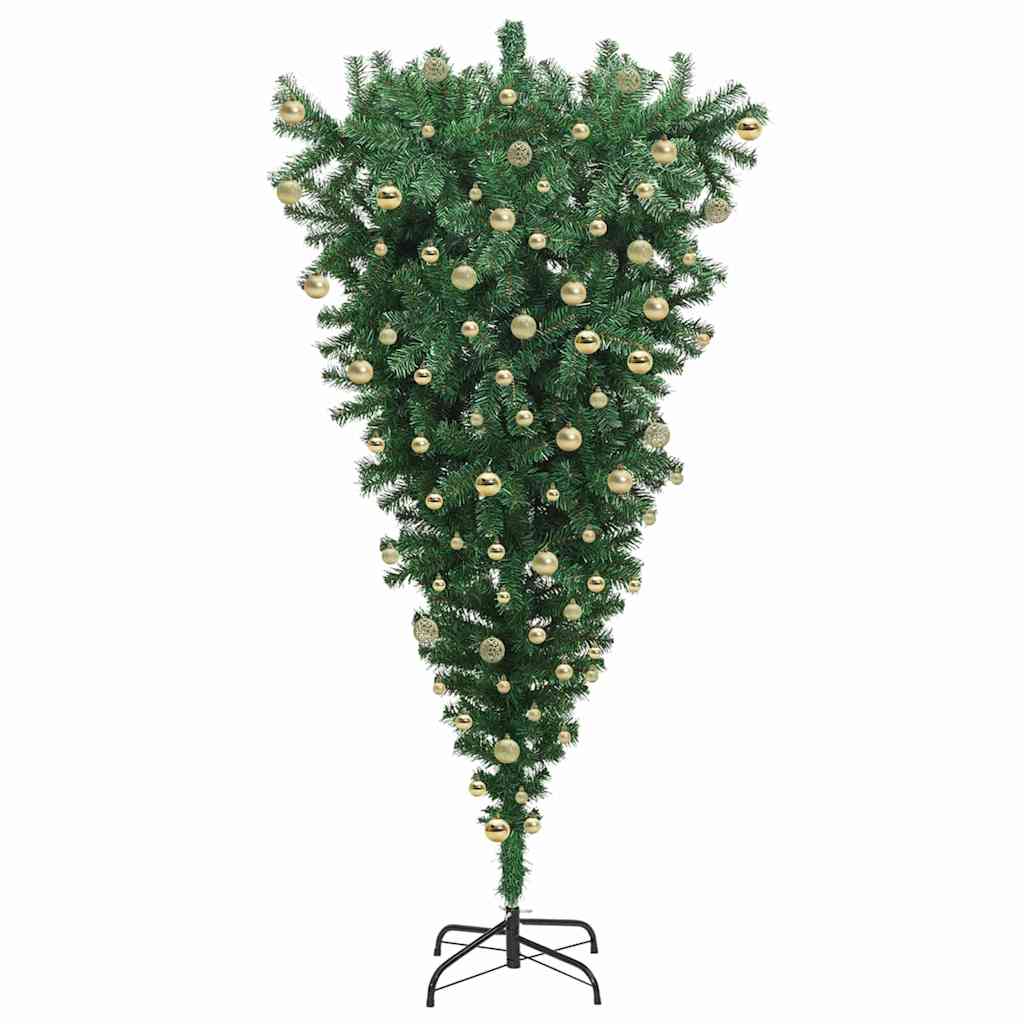 vidaXL Umgedrehter Kunst Weihnachtsbaum mit Kugelset Grün 180 cm PVC