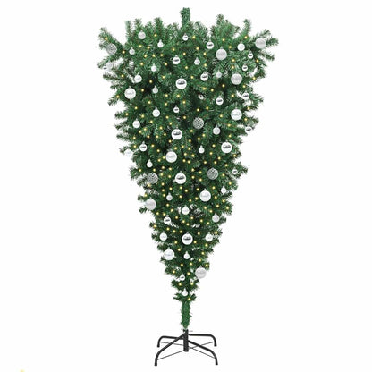 vidaXL Umgedrehter Kunst Weihnachtsbaum mit Kugelset Grün 180 cm PVC