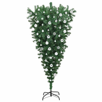 vidaXL Umgedrehter Kunst Weihnachtsbaum mit Kugelset Grün 180 cm PVC