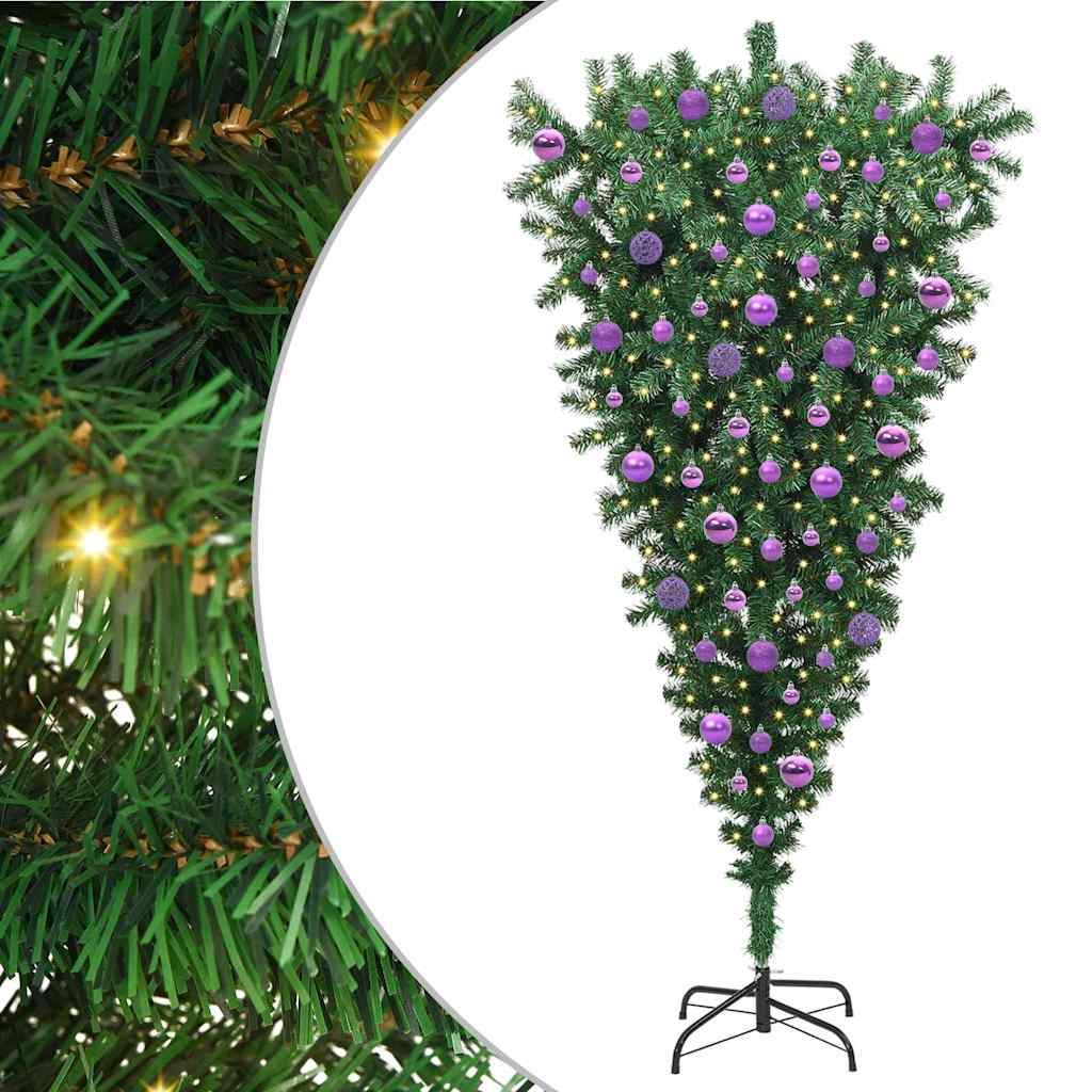 Umgedrehter Kunst Weihnachtsbaum mit Kugelset Grün 180 cm PVC