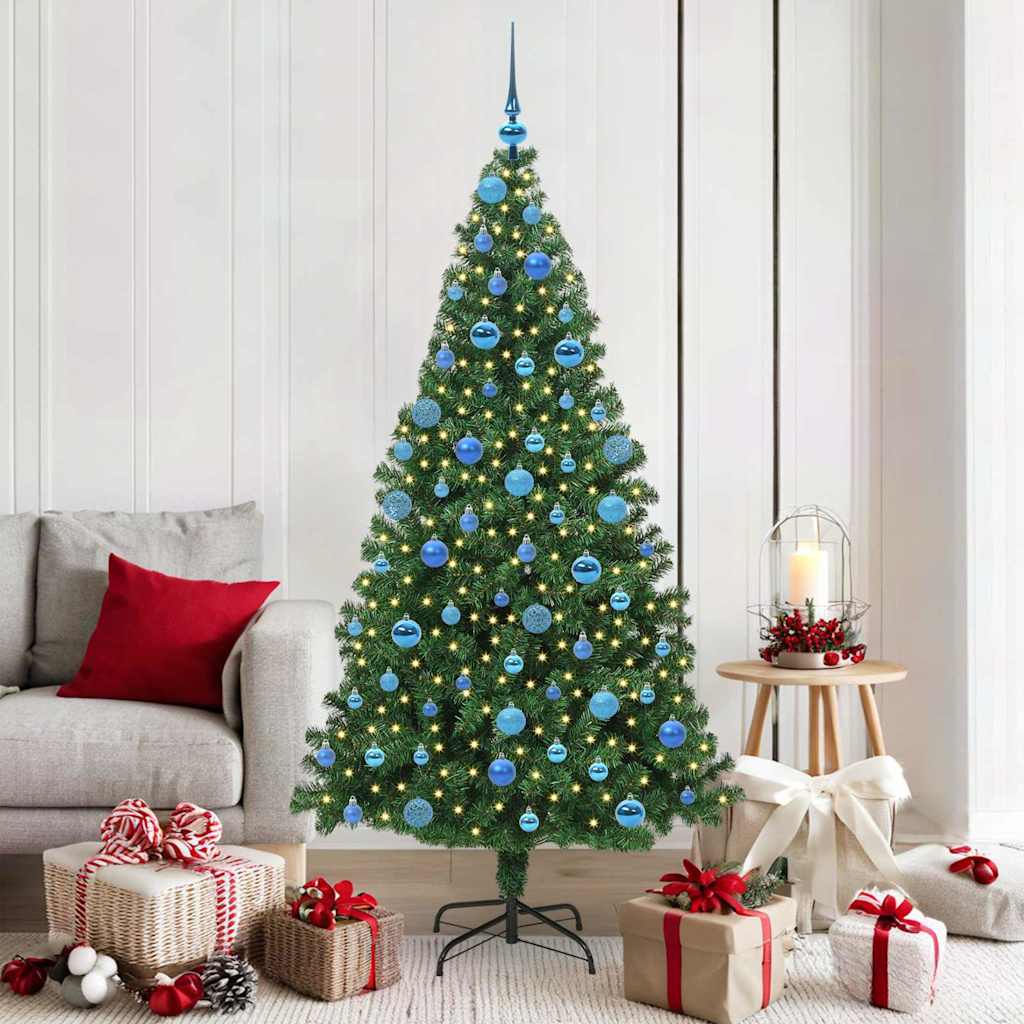 vidaXL Umgedrehter Kunst Weihnachtsbaum mit Kugelset Grün 180 cm PVC