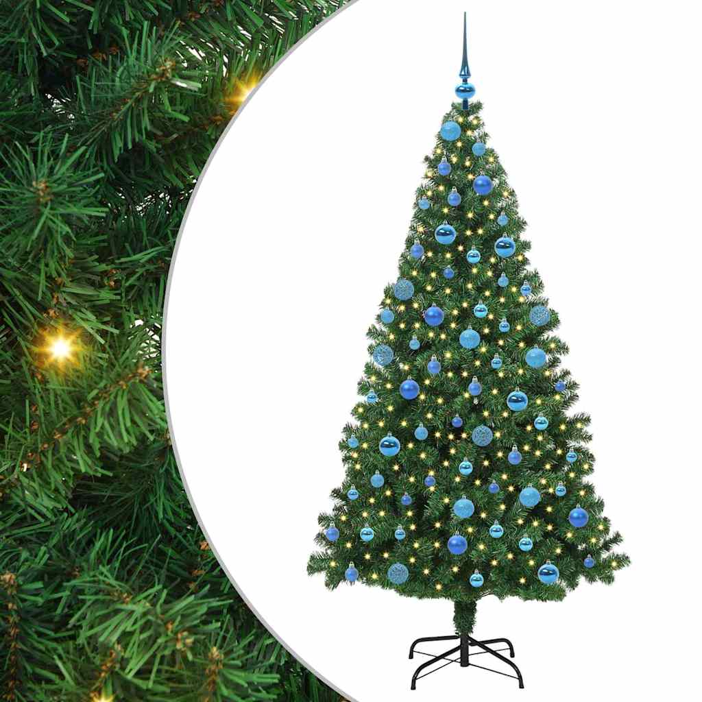 vidaXL Umgedrehter Kunst Weihnachtsbaum mit Kugelset Grün 180 cm PVC