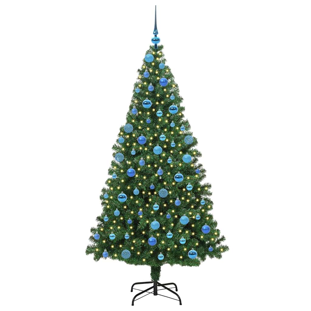 vidaXL Umgedrehter Kunst Weihnachtsbaum mit Kugelset Grün 180 cm PVC