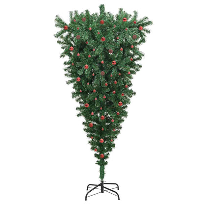 vidaXL Umgedrehter Kunst Weihnachtsbaum mit Kugelset Grün 240 cm PVC