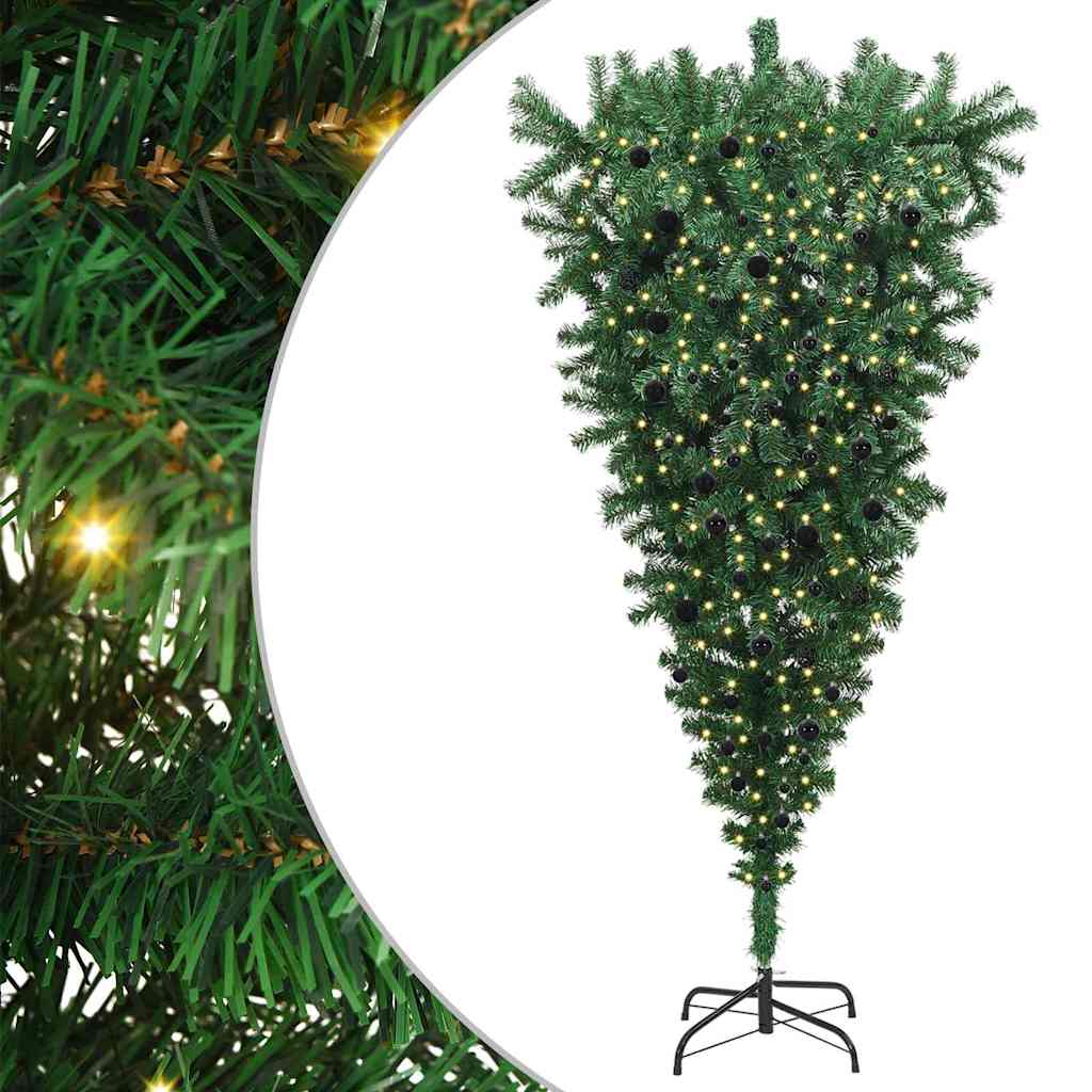 vidaXL Umgedrehter Kunst Weihnachtsbaum mit Kugelset Grün 240 cm PVC
