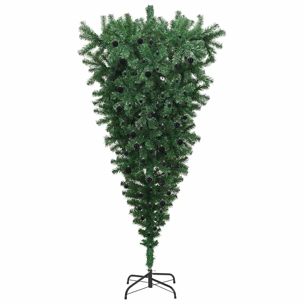 vidaXL Umgedrehter Kunst Weihnachtsbaum mit Kugelset Grün 240 cm PVC