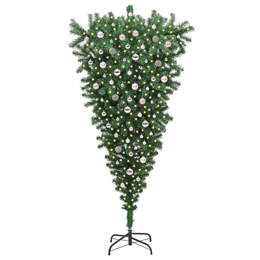 vidaXL Umgedrehter Kunst Weihnachtsbaum mit Kugelset Grün 240 cm PVC