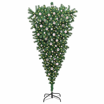 vidaXL Umgedrehter Kunst Weihnachtsbaum mit Kugelset Grün 240 cm PVC