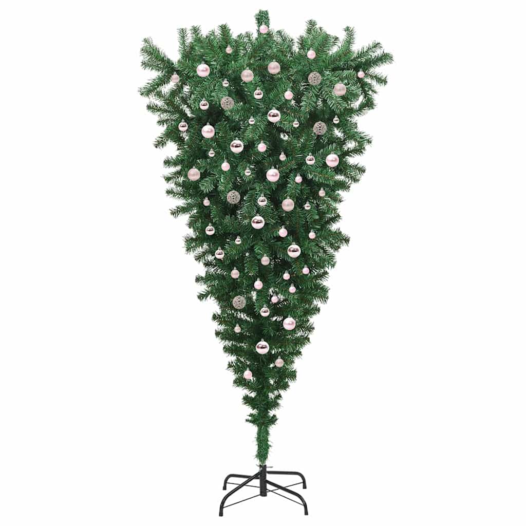 vidaXL Umgedrehter Kunst Weihnachtsbaum mit Kugelset Grün 240 cm PVC