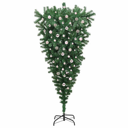 vidaXL Umgedrehter Kunst Weihnachtsbaum mit Kugelset Grün 240 cm PVC