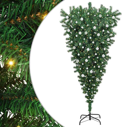 vidaXL Umgedrehter Kunst Weihnachtsbaum mit Kugelset Grün 240 cm PVC