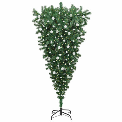 vidaXL Umgedrehter Kunst Weihnachtsbaum mit Kugelset Grün 240 cm PVC