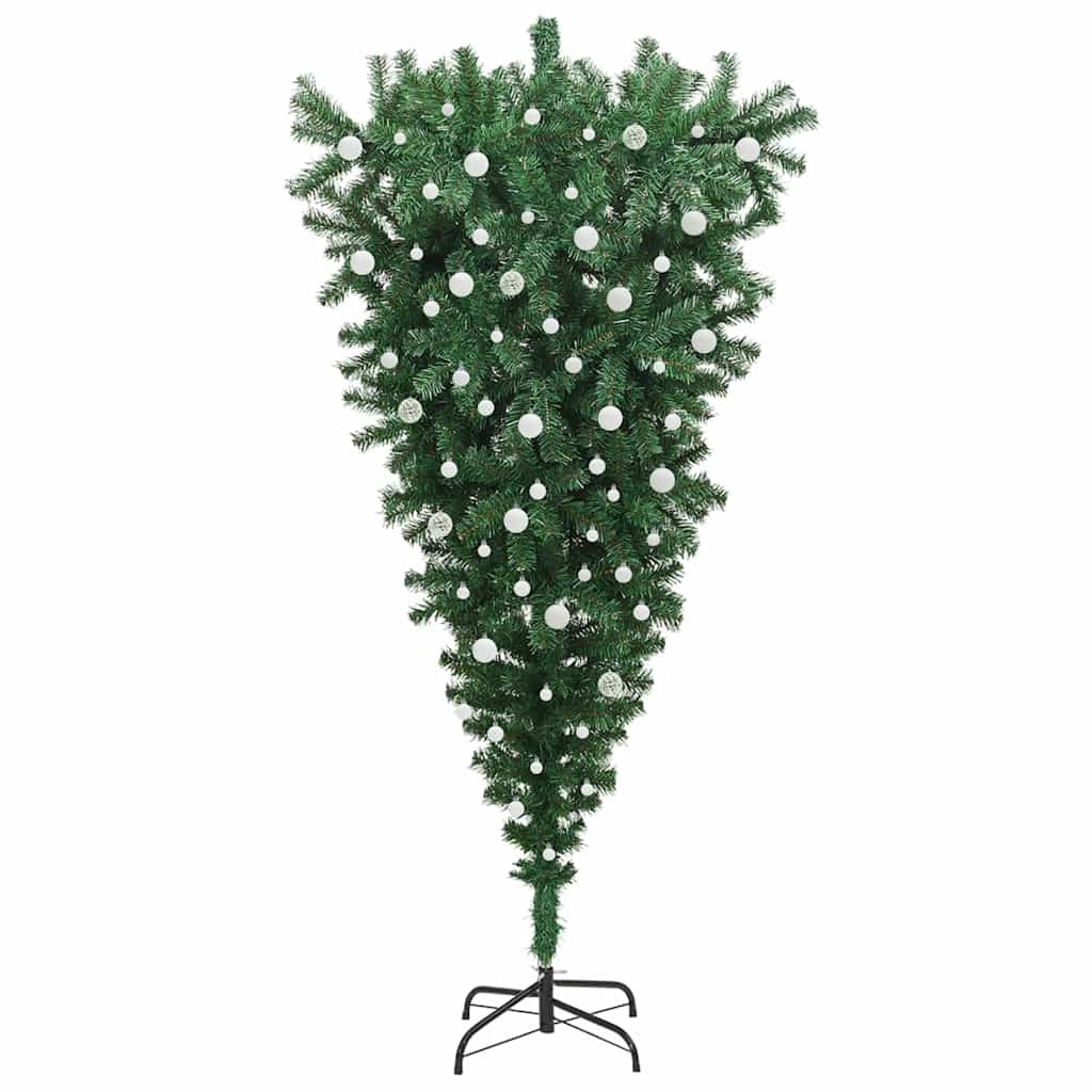 vidaXL Umgedrehter Kunst Weihnachtsbaum mit Kugelset Grün 240 cm PVC