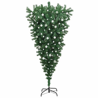 vidaXL Umgedrehter Kunst Weihnachtsbaum mit Kugelset Grün 240 cm PVC