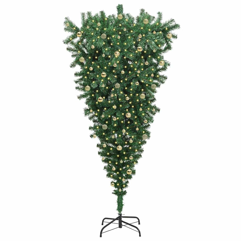 vidaXL Umgedrehter Kunst Weihnachtsbaum mit Kugelset Grün 240 cm PVC