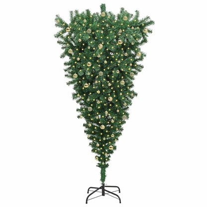 vidaXL Umgedrehter Kunst Weihnachtsbaum mit Kugelset Grün 240 cm PVC