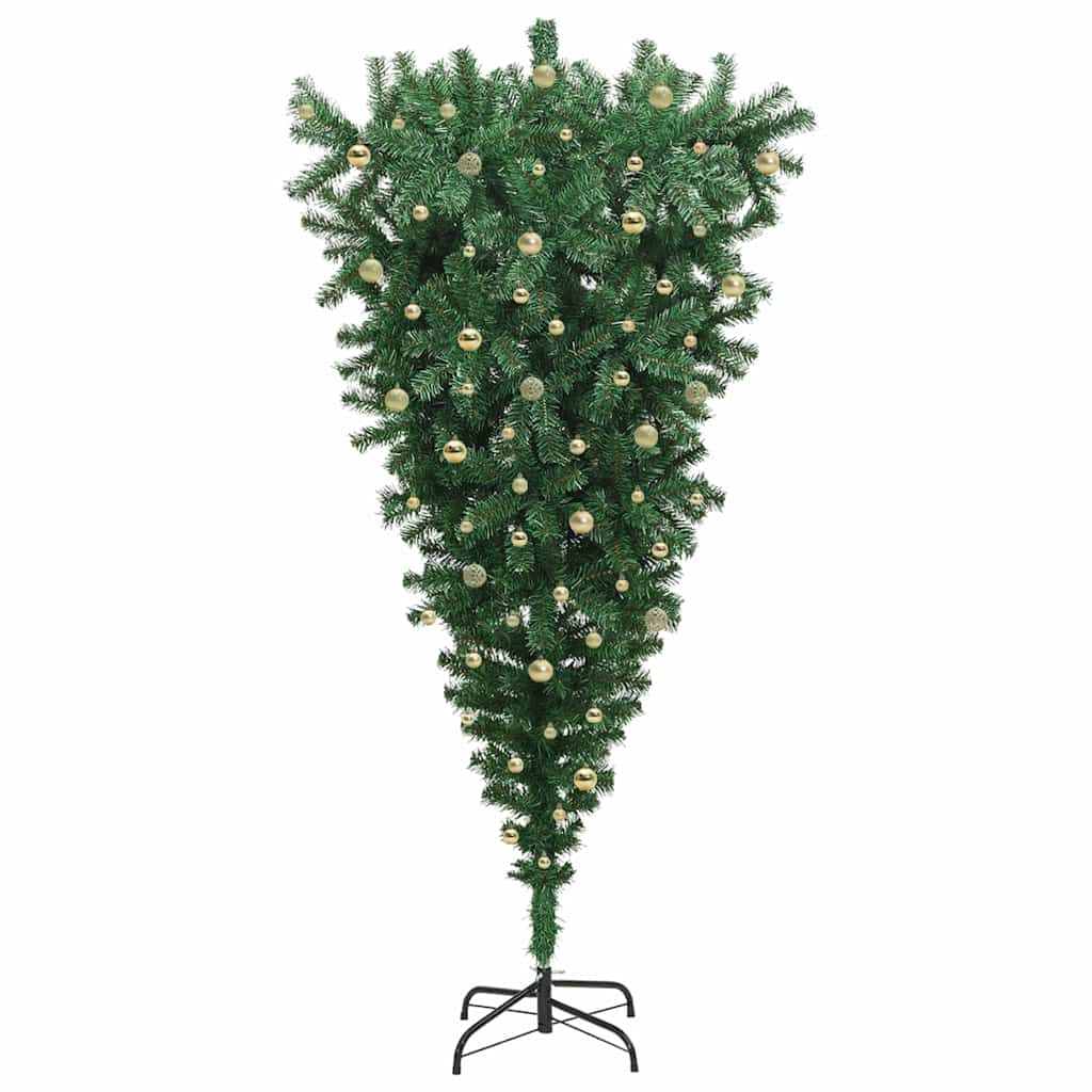 vidaXL Umgedrehter Kunst Weihnachtsbaum mit Kugelset Grün 240 cm PVC