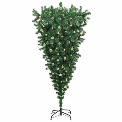 vidaXL Umgedrehter Kunst Weihnachtsbaum mit Kugelset Grün 240 cm PVC