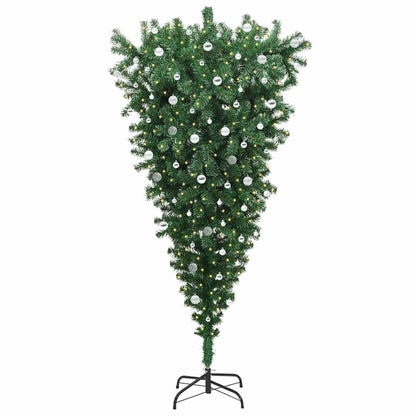 vidaXL Umgedrehter Kunst Weihnachtsbaum mit Kugelset Grün 240 cm PVC