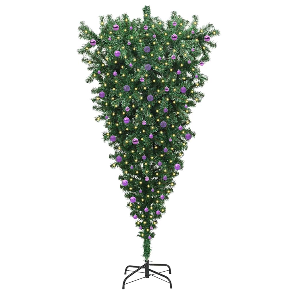 vidaXL Umgedrehter Kunst Weihnachtsbaum mit Kugelset Grün 240 cm PVC
