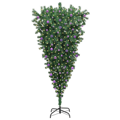 vidaXL Umgedrehter Kunst Weihnachtsbaum mit Kugelset Grün 240 cm PVC