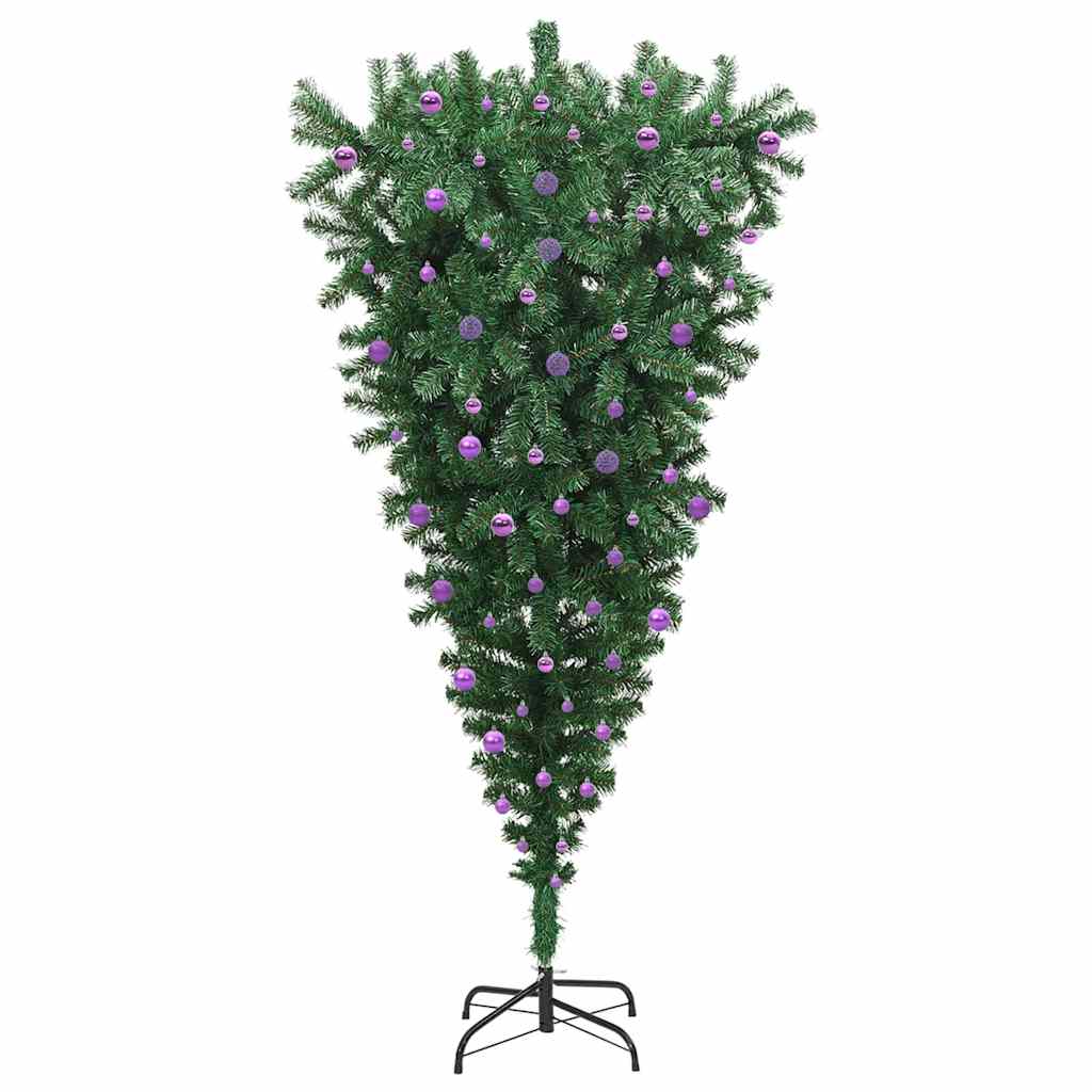 vidaXL Umgedrehter Kunst Weihnachtsbaum mit Kugelset Grün 240 cm PVC