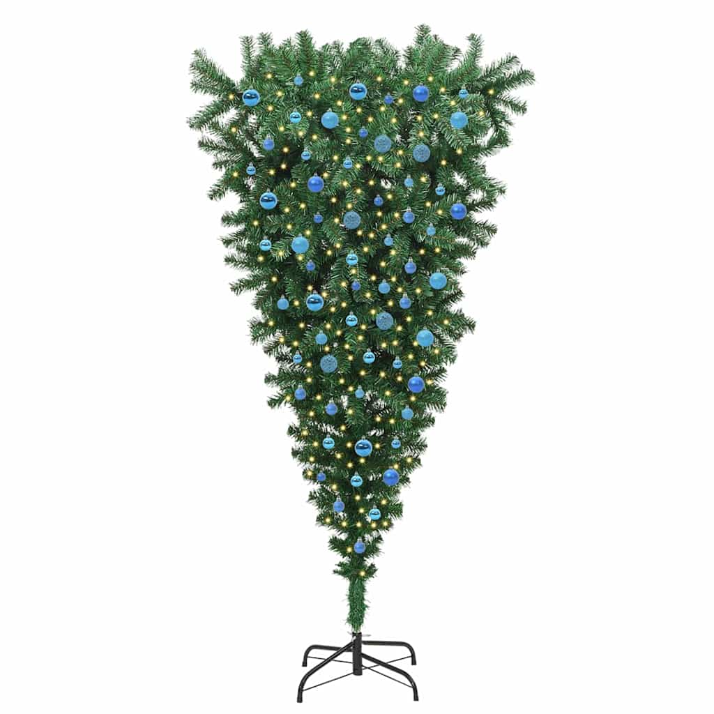 vidaXL Umgedrehter Kunst Weihnachtsbaum mit Kugelset Grün 240 cm PVC