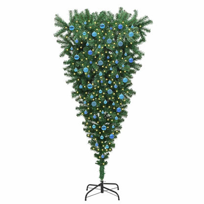 vidaXL Umgedrehter Kunst Weihnachtsbaum mit Kugelset Grün 240 cm PVC