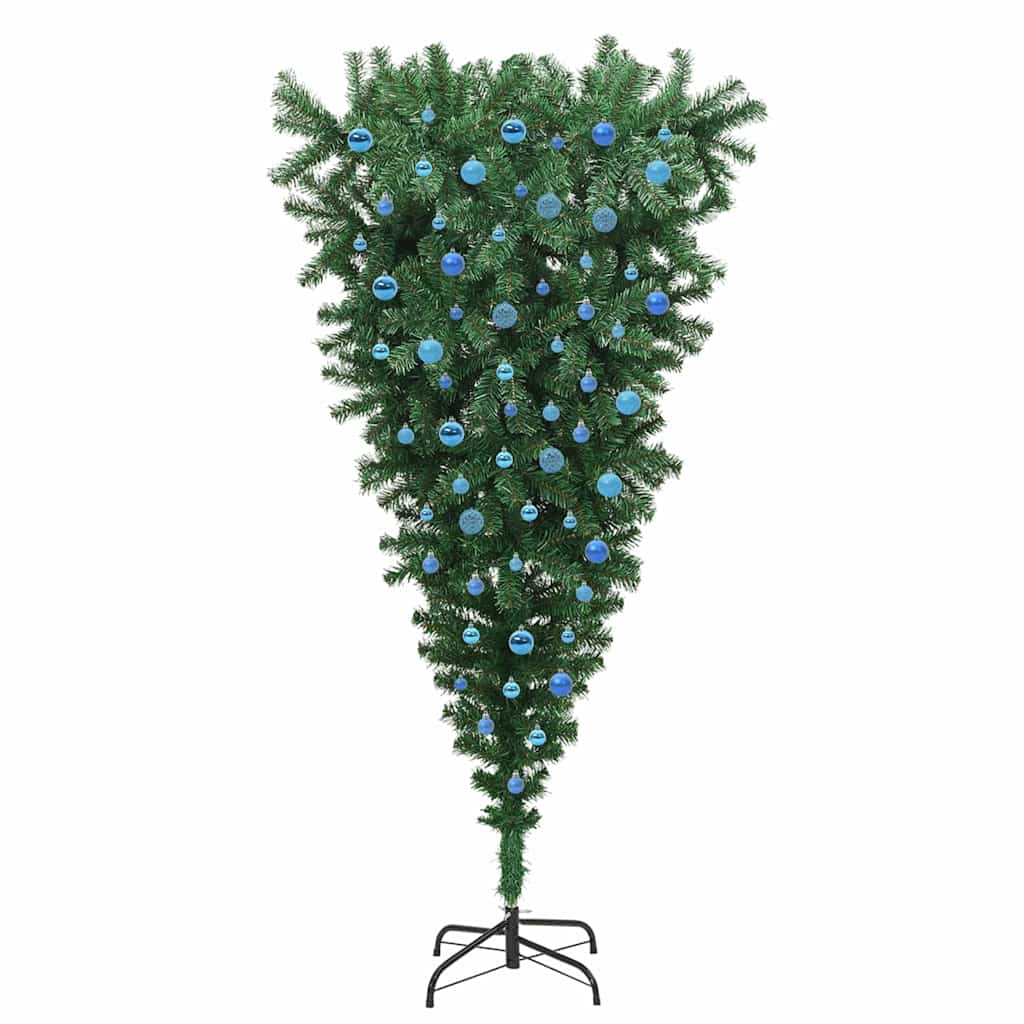 vidaXL Umgedrehter Kunst Weihnachtsbaum mit Kugelset Grün 240 cm PVC