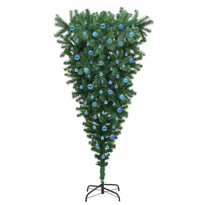 vidaXL Umgedrehter Kunst Weihnachtsbaum mit Kugelset Grün 240 cm PVC